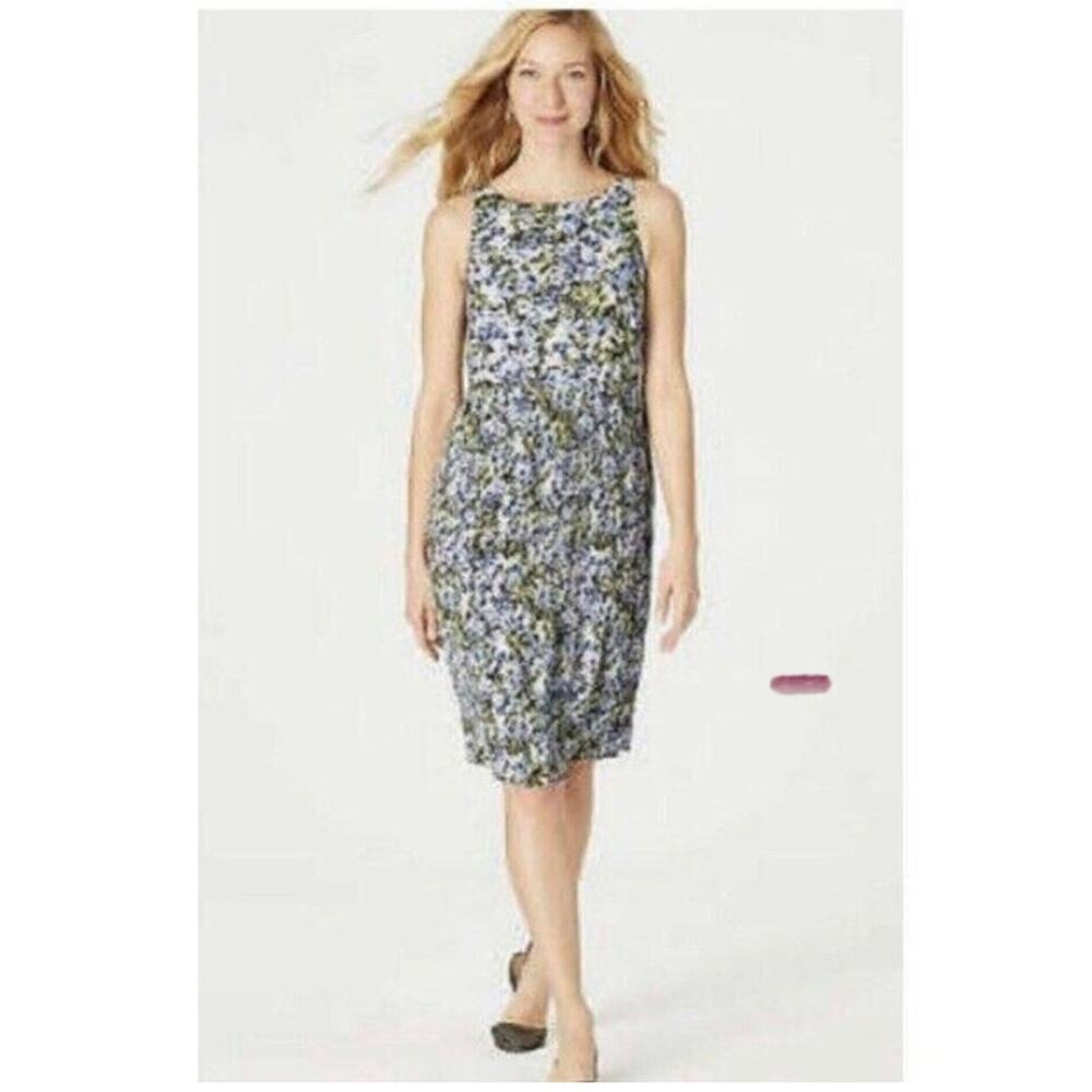 NWT J Jill Granite Water Floral Bloom Accordion Pleated Dress - Picture 9 of 9